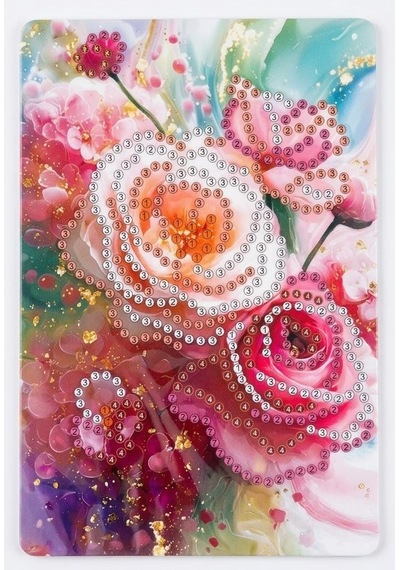 5d Elmas Taş İşleme Kiti Tablo 10x15 Cm Gül Desenli Diamond Painting