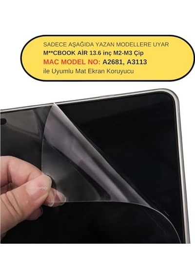 Ekran Air M2-m3-m4 13.6 Inç 13.6 Air A2681 A3113 A3240 İle Uyumlu Çizilmez Parlamaz Şeffaf