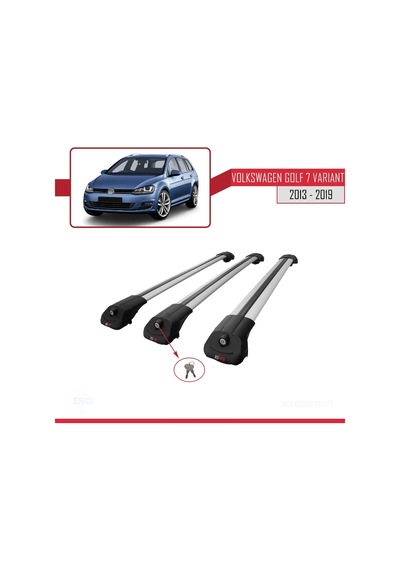 Volkswagen Golf 7 Varıant 2013-2019 Arası İle Uyumlu Ace-1 Ara Atkı Tavan Barı Gri 3 Adet Bar