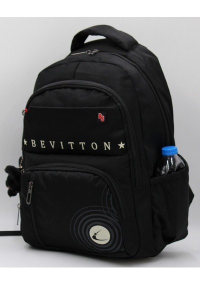 Bevitton Özel Su İtici Kumaş Unisex Siyah Okul Çantası 34400