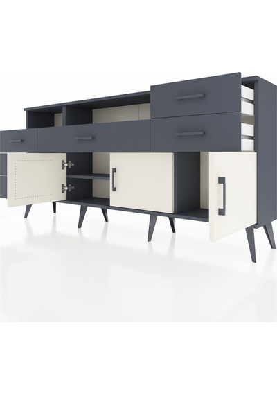 Arges Konsol 3 Raflı 6 Çekmeceli 3 Kapaklı 176x30x83 Antrasit-aytaşı/antrasit Aytaşı/antrasit Arges Konsol 3 Raflı 6 Çekmeceli 3 Kapaklı 176x30x83 Antrasit-aytaşı/antrasit Aytaşı/antrasit