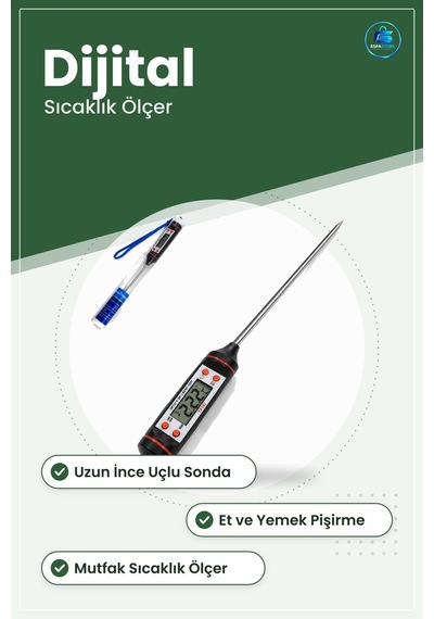 Gıda Termometresi Dijital Probe Mutfak Sıcaklık Ölçer Et Yemek Pi
