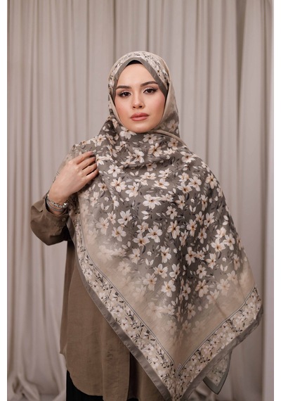 Mimiyum Flora Desen Soft Şal Toprak