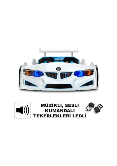 Bmw - M7 - Beyaz Arabalı Yatak Araba Karyola