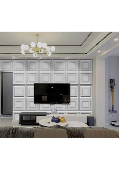 3d Abs Pvc Dayanıklı Duvar Tavan Paneli 50cmx50cm 1 Adet Silinebilir Çıta Panel Boyanabilir 1 Adet