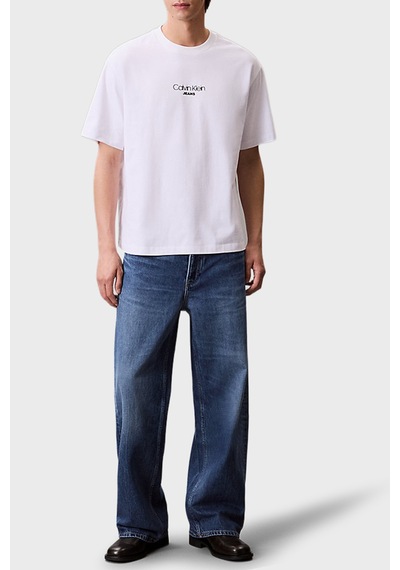 Calvin Klein Pamuklu Relaxed Fit Bisiklet Yaka Logolu T Shirt Lv04rc851gyaa Erkek T Shirt Lv04rc851g Yaa Beyaz