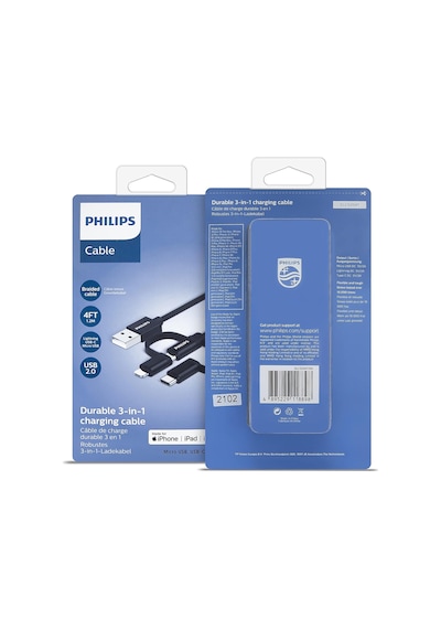 Philips Mfi Lisanslı 3in1 Micro-lightining-type-c Hızlı Şarj Kablosu Örgü 1.2m Dlc5204t