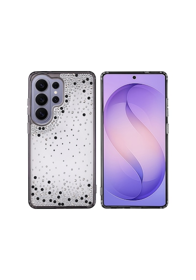 Maks Technology Samsung Galaxy Uyumlu S26 Ultra Kılıf Airbag Tasarımlı Damla Taşlı Şeffaf Mkst Pera Silikon Kapak - Siyah