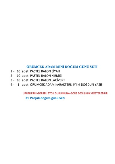 Örümcek Adam Mini Doğum Günü Seti