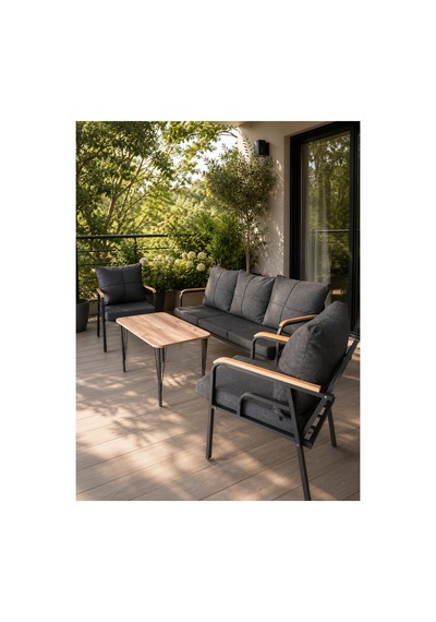 Bahçe Balkon Mobilyası 3+1+1+sehpa Gri Gri