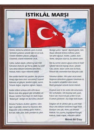 Panda İstiklal Marşı Mdf Çerçeve 35x50