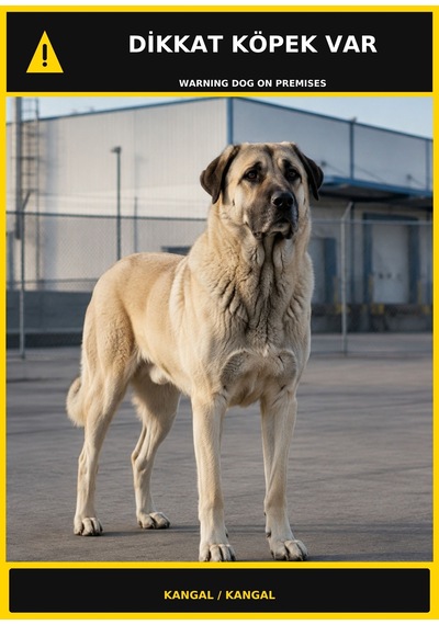 Dikkat Köpek Var Kangal Görselli Pvc Uyarı Levhası 21x30cm
