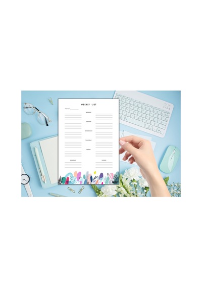 Haftalık Planlayıcı - A4 Ebat Yapılacaklar - 30 Yaprak - Weekly Planner - 0485 Çok Renkli