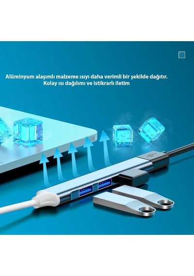 Eıma Ehb-12 Type-c Usb Çoklayıcı Hub 4 Port Usb 3.0 Dönüştürücü Adaptör