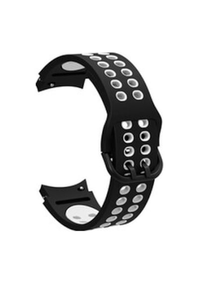 Samsung Galaxy Uyumlu  Watch 4 Classic 42mm Krd-02 Silikon Kordon - Siyah-beyaz