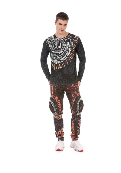 Cipo & Baxx CL472 Desenli Siyah Sweatshirt Siyah
