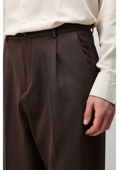 Antioch Relax Fit Pilili Erkek Pantolon Koyu Kahve