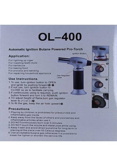 Hedyex Otomatik İgnition Tourch Turbo Jet Pürmüz Çakmak Ol-400 Siyah