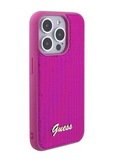 Apple Uyumlu iPhone 15 Pro Max Kılıf Guess Lisans Pullu Arka Yüzey Metal Yazı Logolu Sequin Script