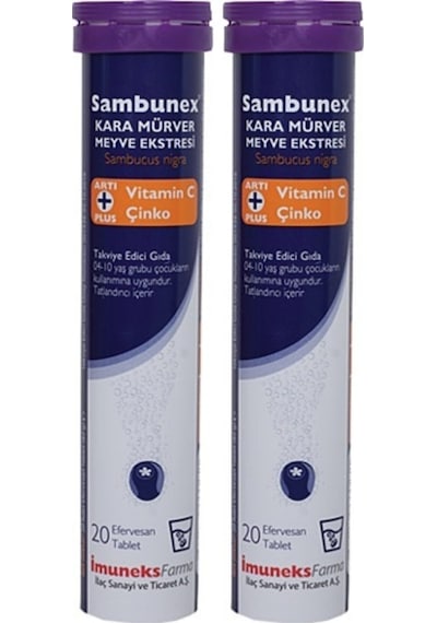 Sambunex Kara Mürver Vitamin C Ve Çinko 20 Efervesan Tablet 2 Ade