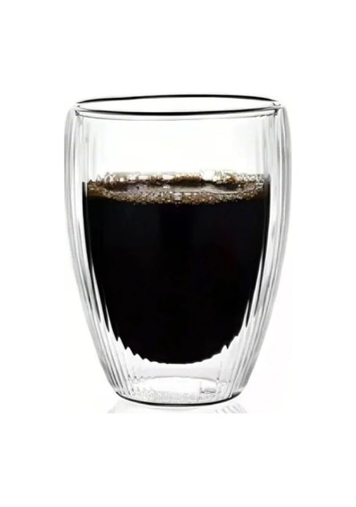Çift Cidarlı Çizgili Cam, Kahve, Latte, Ekspresso, Meşrubat, Su Bardağı, 300 Ml, Cam Bardak, 1 Adet - 12322 Açık Kırmızı
