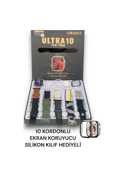 Smart Watch 8 Ultra 49 Mm 10 In 1 Akıllı Saat 10 Kordonlu Takvim Spor Whatsapp Menülü Koruma Kılıflı Siyah - 583543553 Smart Watch 8 Ultra 49 Mm 10 In 1 Akıllı Saat 10 Kordonlu Takvim Spor Whatsapp Menülü Koruma Kılıflı Siyah - 583543553