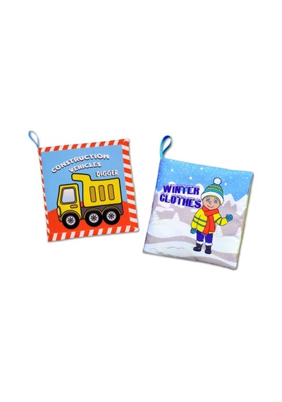 2 Kitap İngilizce Kışlık Giysiler Ve İş Makinaları Kumaş Sessiz Kitap E124 E132 - Bez Kitap , Eğitici Oyuncak , Yumuşak Ve Hışırtılı