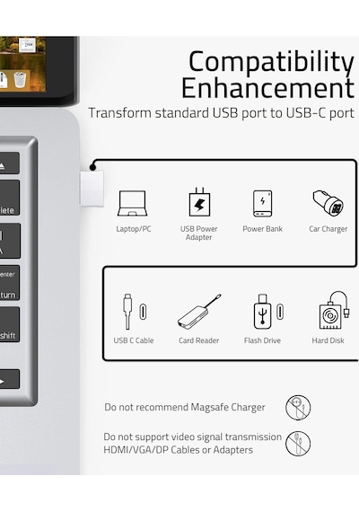 Usb-c Adaptör 4'lü Paket Tip C Dişi Usb Dönüştürücü Magsafe Apple Watch İphone Uyumlu