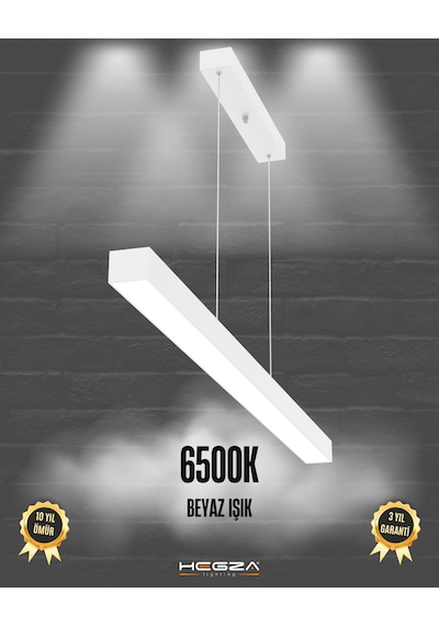 Lineer 120cm Beyaz Kasa, Beyaz Işık Modern Sarkıt Led Avize Beyaz