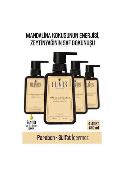 Olivos Zeytinyağlı Mandalina Kokulu Banyo Duş Jeli 4 x 750 ML