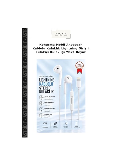 Konuşma Mobil Aksesuar Kablolu Kulaklık Lightning Girişli Kulakiçi Kulaklığı Yd21 Beyaz