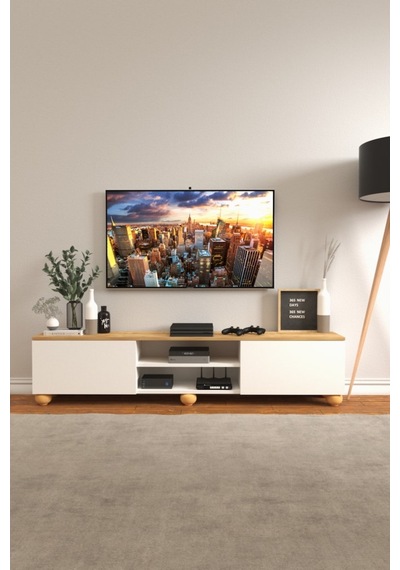 B3 Concept Nort Serisi Beyaz & Safir Meşe 2 Kapaklı Tv Ünitesi