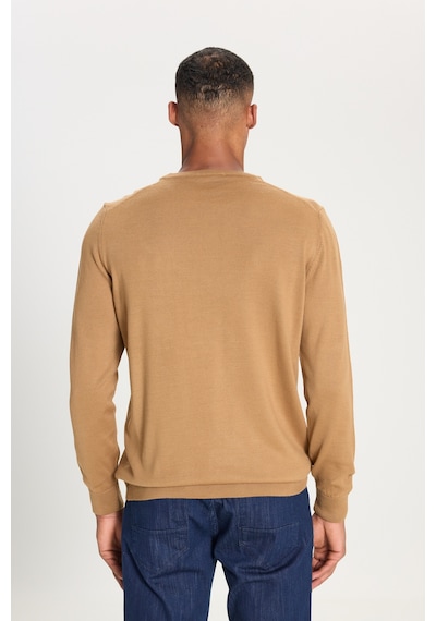 AC&Co / Altınyıldız Classics Erkek Camel Standart Fit Normal Kesim Bisiklet Yaka Triko Kazak CAMEL