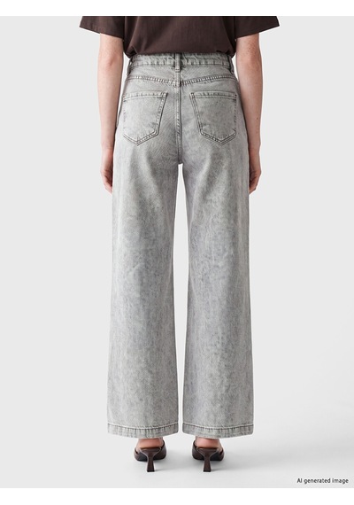 Lcw Comfort Gri Wideleg Kadın Jean Pantolon