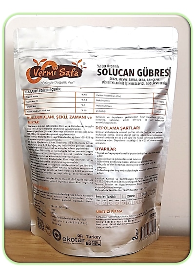 Vermisafa %100 Organik Doğal Katı Solucan Gübresi 2 KG