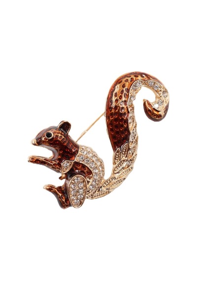 Zirkon Taşlı Sincap Broş. Yaka İğnesi Kelebek Broş. Taşlı Broş. Kadın Broş, Erkek Broş. Sincap Broş. Gold