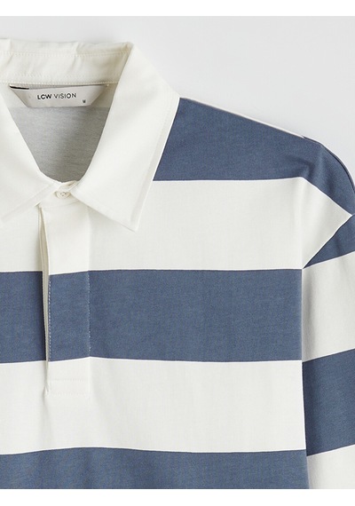 Lcw Vision Mavi Polo Yaka Çizgili Erkek Sweatshirt