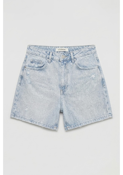 Itsbasic Kadın Ice T1-4s6-3 Mom Fit Parlak Taşlı Yıldız Baskılı Özel Tasarım Denim Şort Ice Rengi Itsbasic Kadın Ice T1-4s6-3 Mom Fit Parlak Taşlı Yıldız Baskılı Özel Tasarım Denim Şort Ice Rengi