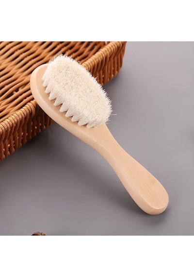 Ahşap Bebek Tarağı %100 Doğal Keçi Kılı Bebek Saç Fırçası Keçi Kılı Bebek Tarağı Çocuk Saç Fırçası