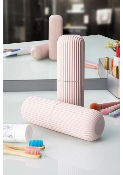 Seyahat Tipi Aksesuar - Gözlük - Diş Macun Ve Fırçası Kabı Plastik Pembe Diğer
