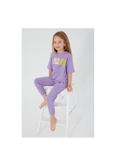 U.s. Polo Assn. Sea Blue Kırık Beyaz Kız Çocuk Kısa Kol Pijama Takım Lavanta