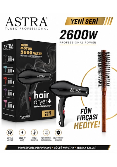 Astra 8818 Viğo Turbo Profesyonel 2500W Saç Kurutma Makinesi Siyah