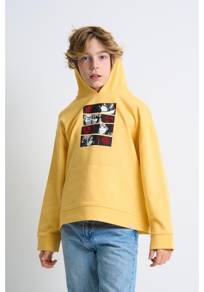 Alexandergardi Alexandergardı Kanguru Cepli Baskılı Kapüşonlu Çocuk Sweatshirt Sarı
