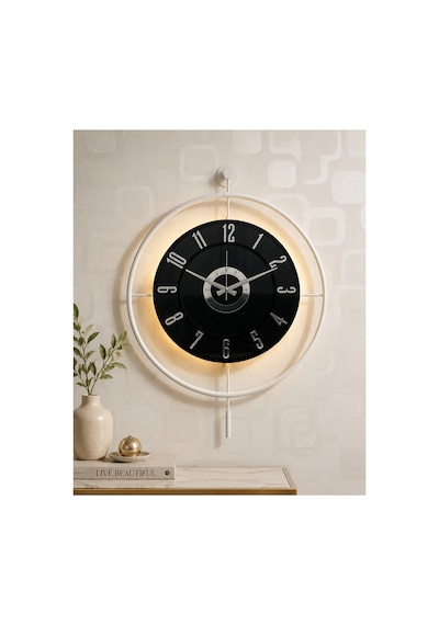 Pey Aksesuar Metal Camlı Duvar Saati 60x80 Cm Büyük Boy Işıklı Gerçek Cam Beyaz-füme-siyah-gümüş M61-beyaz-füme-siyah-gümüş