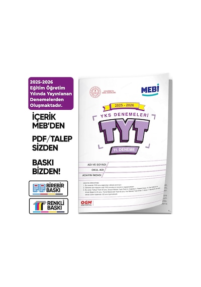 2026 YKS-TYT MEBİ OGM Güncel Seri Online Deneme 12li SET BASKI ÜCRETİ