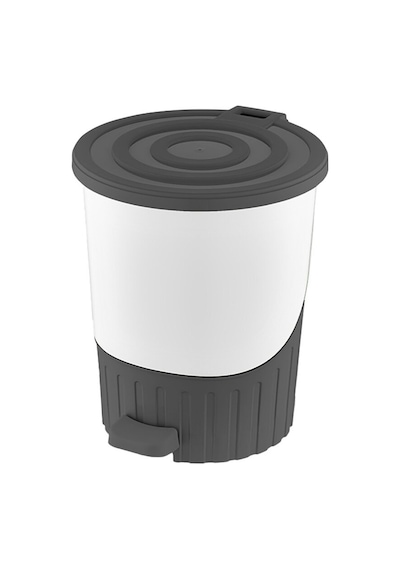 Dünya-01071-413 Pastel - Çöp Kovası Plastik 26lt 380x343x398mm Pedallı Antrasit Gri Lüx - 4'li Paket