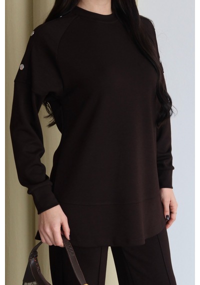 Balenbi Omuz Çıtçıt Detaylı Bisiklet Yaka Oversize Modal Tesettür Takım 1178 Kahverengi Balenbi Omuz Çıtçıt Detaylı Bisiklet Yaka Oversize Modal Tesettür Takım 1178 Kahverengi