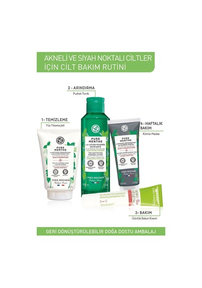Yves Rocher Akneye Eğilimli Ciltler Için Pure Menthe Peeling Etkili Prebiyotik Yüz Yıkama Jeli-125 Ml