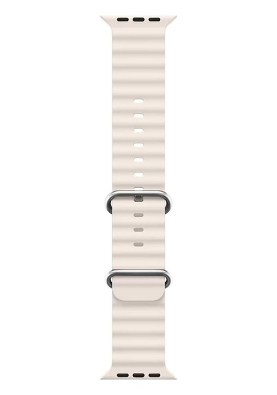 Microsonic Apple Uyumlu  Watch Series 7 45mm Kordon Ocean Band Bej