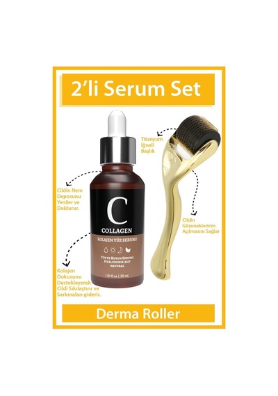 Dermaroller Goldenroller & Collagen Serum Yaşlanma Karşıtı Set